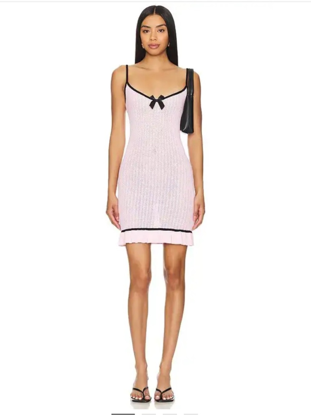 MAJORELLE Pink Knit Mini Dress with Black Trim